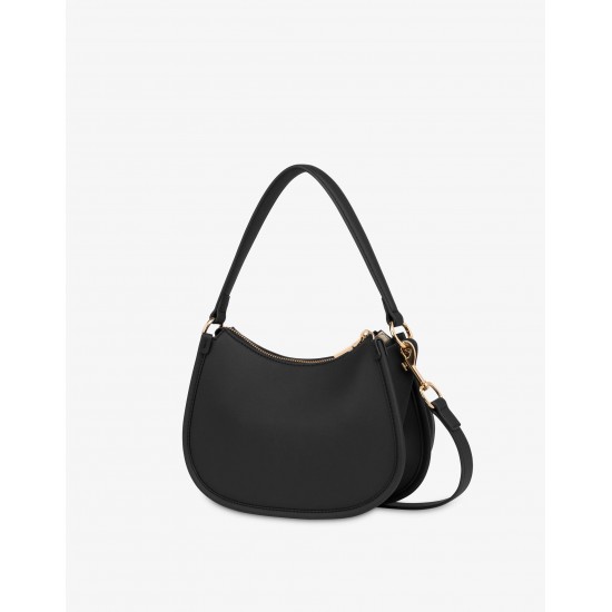 Borsa hobo con logo nero
