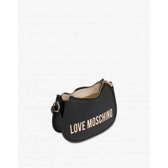 Borsa hobo con logo nero