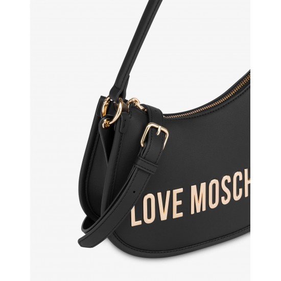 Borsa hobo con logo nero
