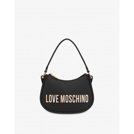 Borsa hobo con logo nero