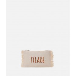 Pochette in canvas con frange e logo 1A Classe Naturale