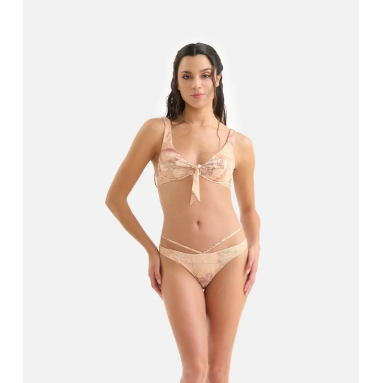 Triangolo con fiocco e ferretto e slip con risvolto stampa Geo Classic