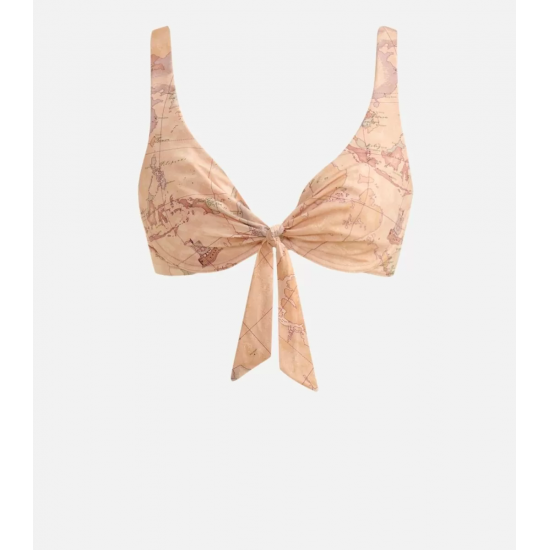 Triangolo con fiocco e ferretto e slip con risvolto stampa Geo Classic