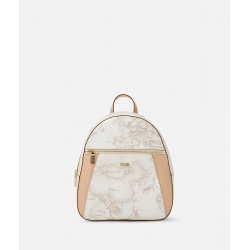 Geo White zaino con inserti frontali in pelle