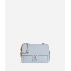 Bay Lock Bag tracolla in pelle striata Azzurro Polvere