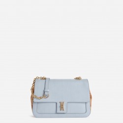 Bay Lock Bag tracolla in pelle striata Azzurro Polvere