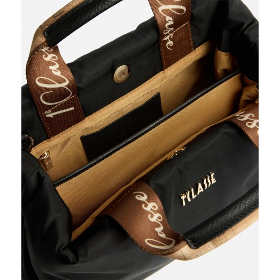 Puffy Nylon borsa a mano Nera