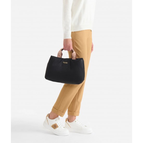 Puffy Nylon borsa a mano Nera