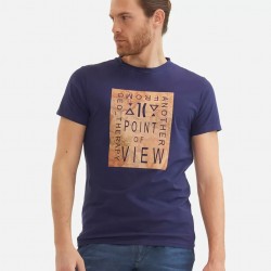 T-shirt in cotone a manica corta con stampa frontale Blu Mare