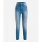 Pantaloni a vita alta in denim felpa Blu Bleach