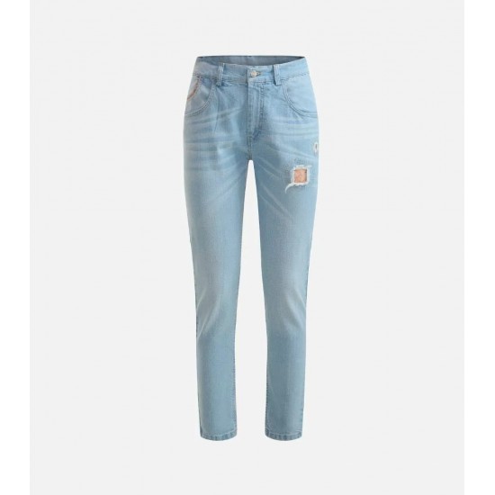 Jeans slim con strappi in denim stretch Azzurro Chiaro